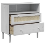 Credenza SENJA Aspetto Rattan Bianco 80x40x80 cm Massello Pino