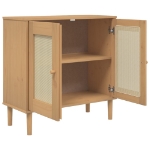 Credenza SENJA Aspetto Rattan Marrone 80x35x80 cm Massello Pino