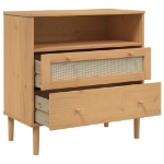 Credenza SENJA Aspetto Rattan Marrone 80x40x80 cm Massello Pino