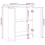 Credenze 2 pz Bianche 60x30x70 cm in Legno Multistrato