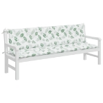 Cuscini Panca Giardino 2 pz Motivo a Foglie 200x50x7 cm Tessuto