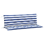 Cuscini Panca Giardino 2pz Righe Bianche Blu 150x50x7cm Tessuto