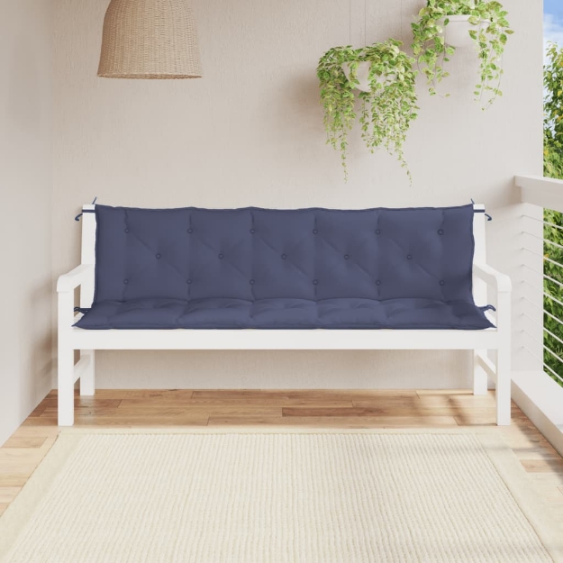 Cuscini per Panca 2 pz Blu Marino 180x50x7 cm in Tessuto Oxford