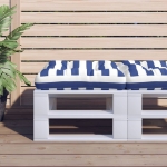 Cuscino Pallet Strisce Bianche e Blu 58x58x10 cm Tessuto Oxford