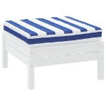 Cuscino Pallet Strisce Bianche e Blu 60x60x8 cm Tessuto Oxford