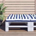 Cuscino per Pallet Strisce Bianche e Blu 80x80x12 cm in Tessuto