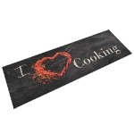 Tappeto da Cucina Lavabile Nero Cucinare 60x180 cm Velluto