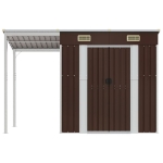 Capanno Giardino Tetto Esteso Marrone 277x110,5x181cm Acciaio