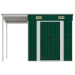 Capanno Giardino con Tetto Esteso Verde 277x110,5x181cm Acciaio