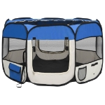 Box per Cani Pieghevole con Borsa Trasporto Blu 110x110x58 cm