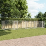 Gabbia per Cani con Porte Grigia 8x2x1,5 m in Acciaio Zincato