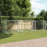 Gabbia per Cani con Porte Grigia 6x2x1,5 m in Acciaio Zincato