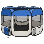 Box per Cani Pieghevole con Borsa Trasporto Blu 90x90x58 cm