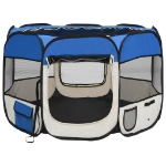 Box per Cani Pieghevole con Borsa Trasporto Blu 90x90x58 cm