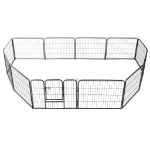 Box per Cani con 12 Pannelli in Acciaio 80x60 cm Nero