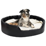 Lettino per Cani Nero e Beige 99x89x21 cm Peluche e Similpelle