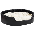 Lettino per Cani Nero e Beige 99x89x21 cm Peluche e Similpelle