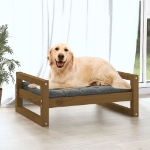 Cuccia per Cani Miele 75,5x55,5x28cm in Legno Massello di Pino