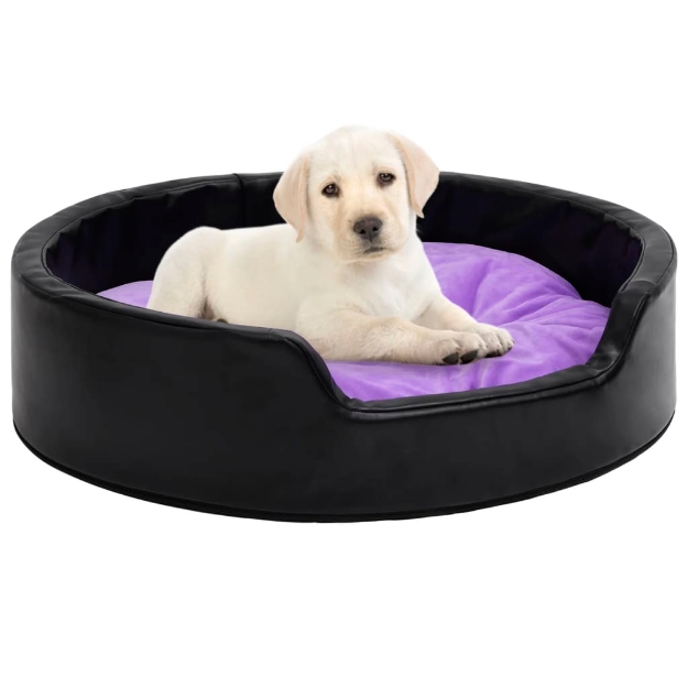 Lettino per Cani Nero e Viola 99x89x21 cm Peluche e Similpelle