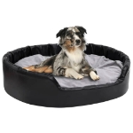 Lettino per Cani Nero e Grigio 99x89x21 cm Peluche e Similpelle