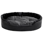 Lettino per Cani Nero e Grigio 90x79x20 cm Peluche e Similpelle