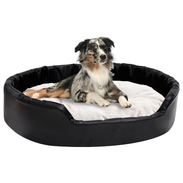 Lettino per Cani Nero e Beige 90x79x20 cm Peluche e Similpelle