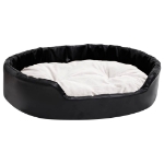 Lettino per Cani Nero e Beige 90x79x20 cm Peluche e Similpelle