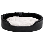 Lettino per Cani Nero e Beige 90x79x20 cm Peluche e Similpelle