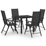 Set Mobili da Pranzo per Giardino 5 pz in Alluminio Nero