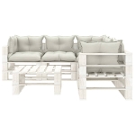 Set Divani da Giardino Pallet 6 pz con Cuscini Beige in Legno