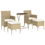 Set Bistrot da Giardino 5 pz Polyrattan e Vetro Temperato Beige