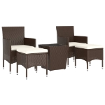 Set Bistrot Giardino 5 pz Polyrattan e Vetro Temperato Marrone