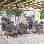 Set Bistrot Giardino 5 pz Polyrattan e Massello Acacia Grigio