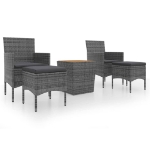 Set Bistrot Giardino 5 pz Polyrattan e Massello Acacia Grigio