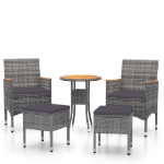 Set Divani da Giardino 5 pz in Polyrattan Grigio