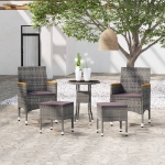 Set Divani da Giardino 5 pz in Polyrattan Grigio