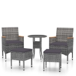 Set Divani da Giardino 5 pz in Polyrattan Grigio