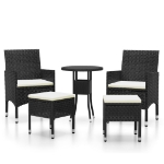 Set Divani da Giardino 5 pz in Polyrattan Nero