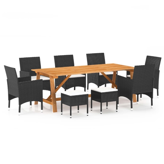 Set Mobili da Pranzo per Giardino 9 pz Nero