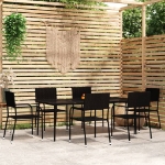 Set Mobili da Pranzo da Giardino 7 pz Nero