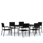 Set Mobili da Pranzo da Giardino 7 pz Nero