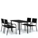 Set Mobili da Pranzo da Giardino 5 pz Nero