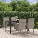 Set da Pranzo da Giardino 5 pz Antracite con Cuscini Polyrattan