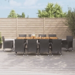 Set da Pranzo da Giardino 11 pz con Cuscini in Polyrattan Nero