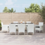 Set da Pranzo da Giardino 9 pz con Cuscini in Polyrattan Bianco