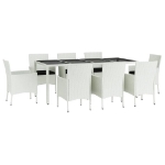 Set da Pranzo da Giardino 9 pz con Cuscini in Polyrattan Bianco