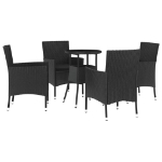 Set Bistrò da Giardino 5 pz con Cuscini in Polyrattan Nero