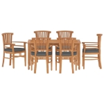 Set da Pranzo da Giardino 7 pz in Legno Massello di Teak