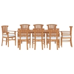 Set da Pranzo per Giardino 9 pz in Legno Massello di Teak