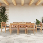 Set Pranzo Giardino 9pz con Cuscini Grigio Scuro Massello Teak